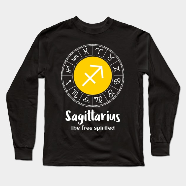 Sagittarius The Free Spirited Zodiac Sign Long Sleeve T-Shirt by Science Puns